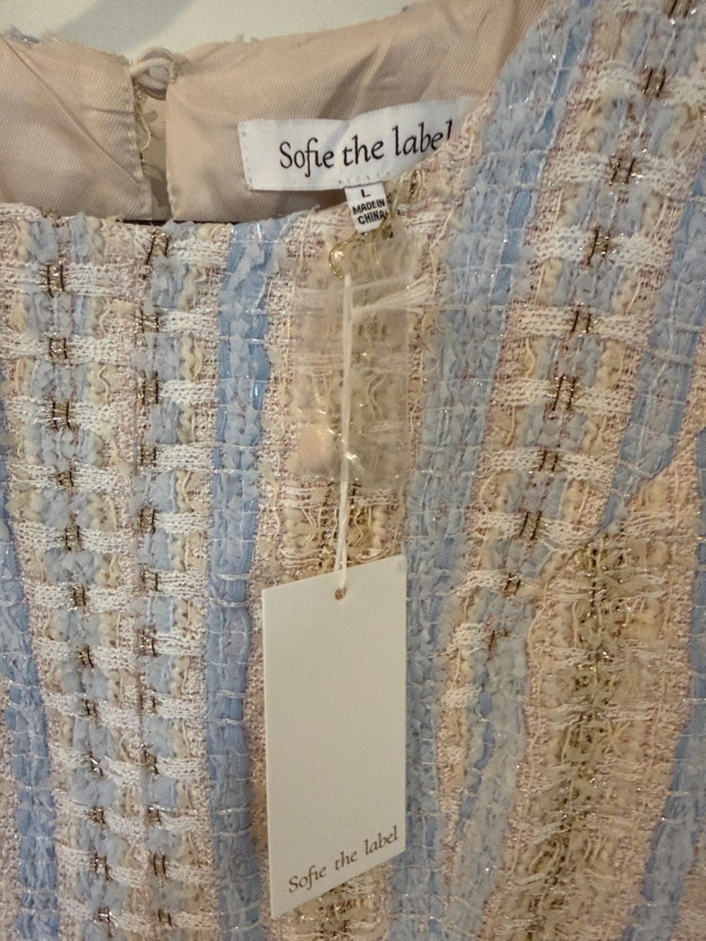 NWT Sofie the Label Tweed Mini Dress | Sleeveless | Textured Stripe - Picture 4 of 4